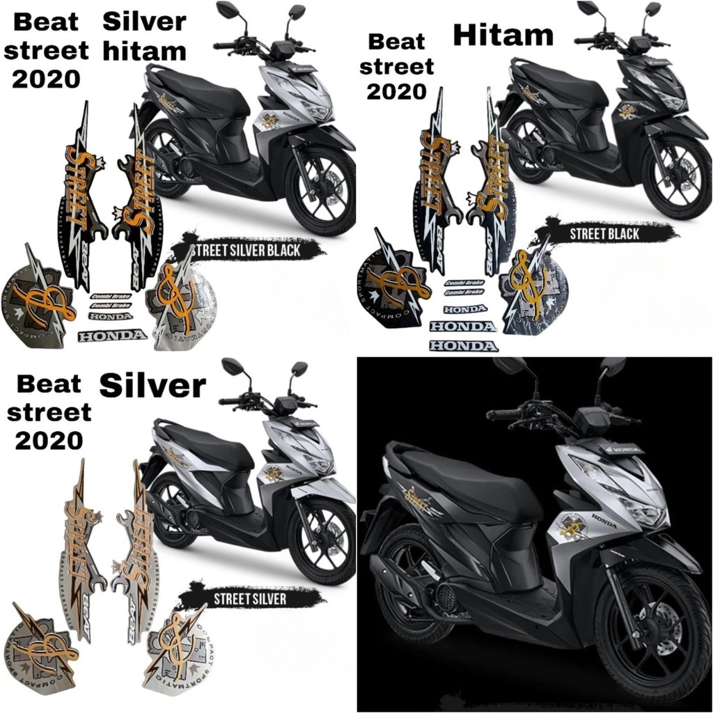 STRIPING STICKER LIST MOTOR HONDA BEAT FI SPORTY 2020 HITAM SILVER FULL BODY