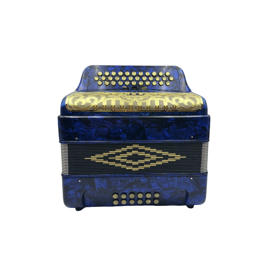 Professional atonic 34Button 12Bass 3Register Blue Celluloid Accoron Gold Grill Gold Buttons Acordeo