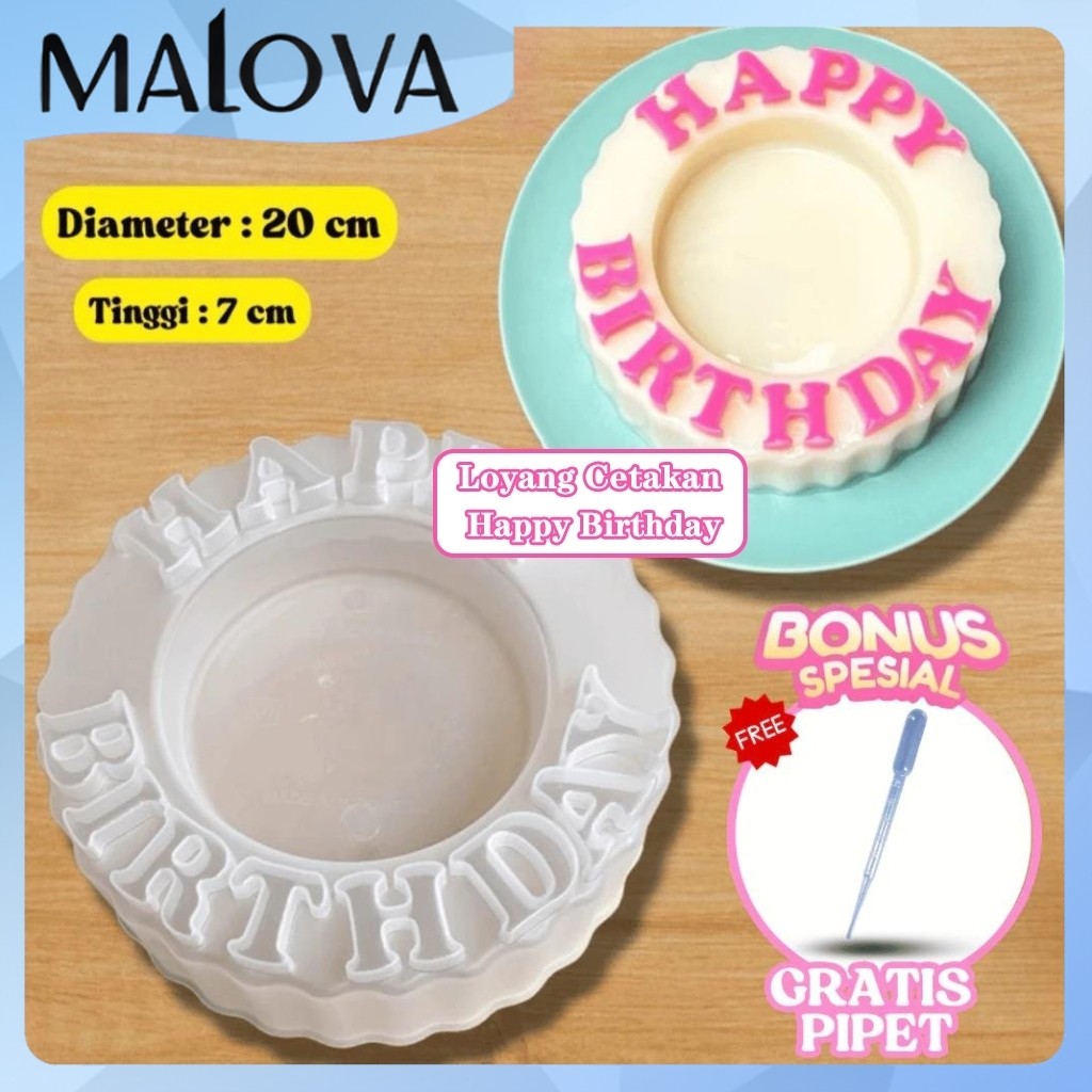 [COD]Loyang Agar Ulang Tahun Plastik 20cm Cetakan Puding Happy Birthday Cetakan Puding Selamat Ulang