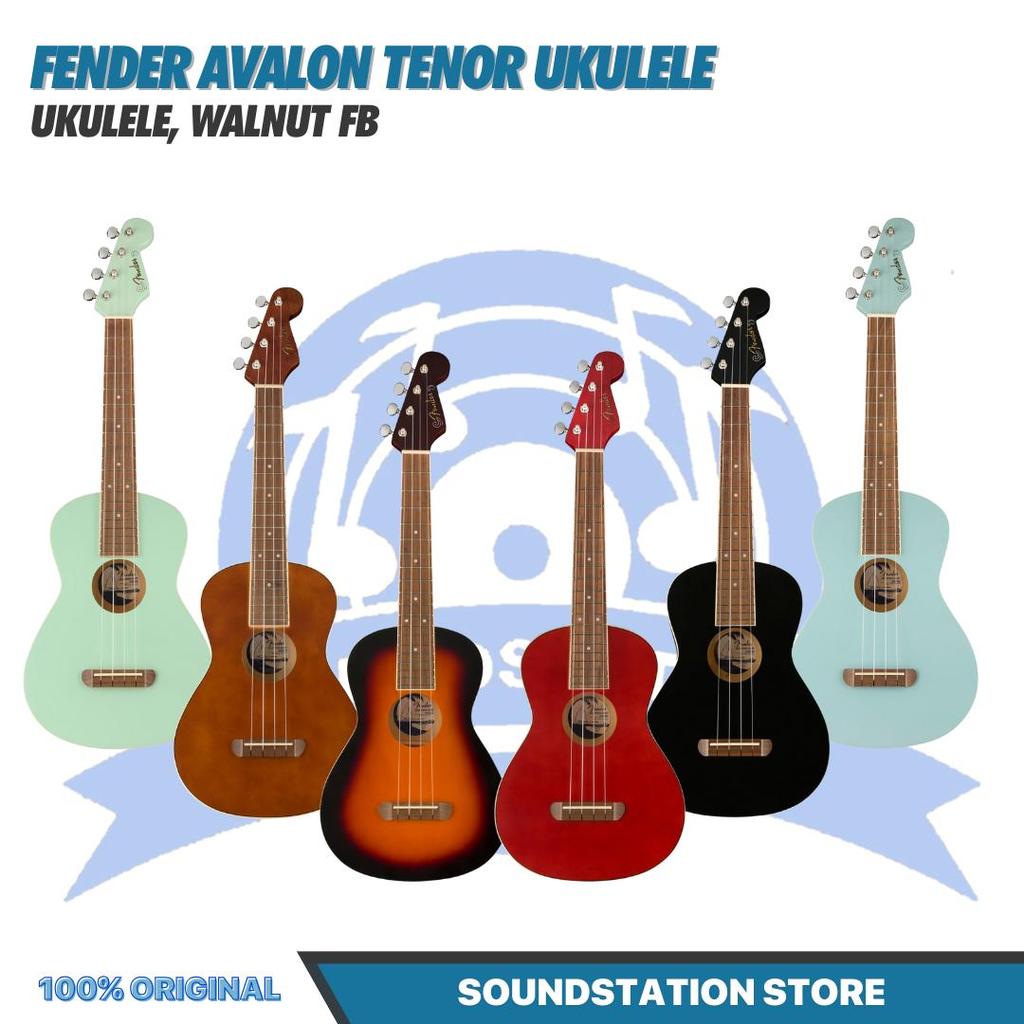 Fender Avalon Tenor Ukulele, Walnut FB - Ukulele 4-senar Original Asli