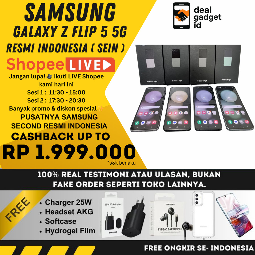 Samsung Z Flip 5 | Flip 4 | Flip 3 5G 512GB 256GB 128GB Second Resmi Sein indonesia