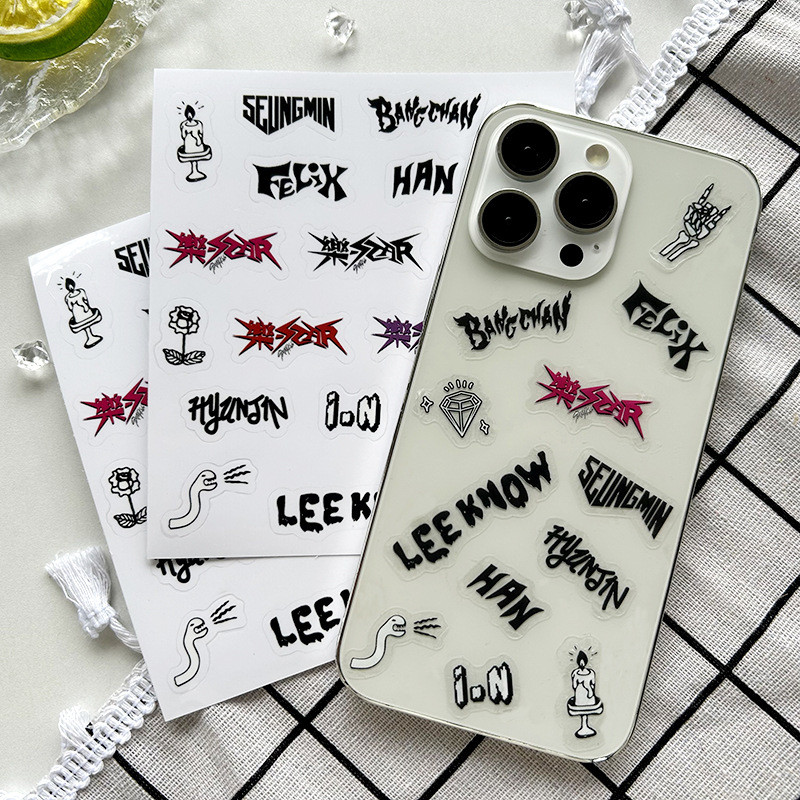 Stray Kids Transparent Stickers PVC Waterproof Stickers Name Strip Creative Mobile Phone Stickers