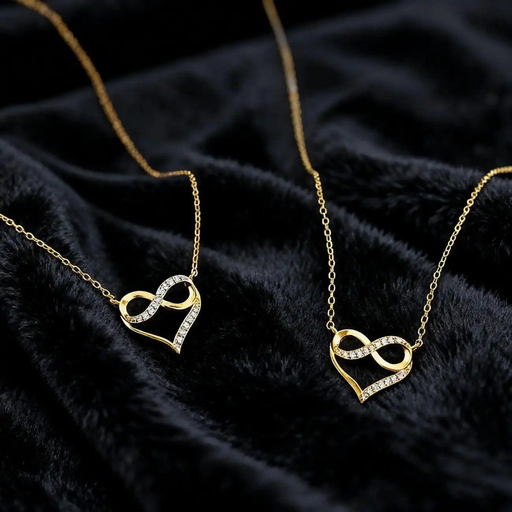 Kalung Titanium Couple Dua Hati Terhubung Anti Karat Minimalis BQR3