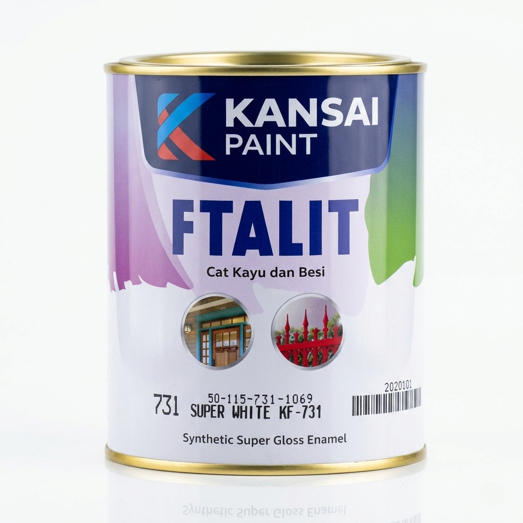 (12 kaleng) Cat Ftalit 731 super White cat glossy cat kayu Besi 1kg