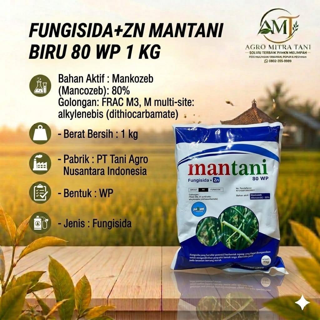 FUNGISIDA+ZN MANTANI BIRU 80 WP 1 KG