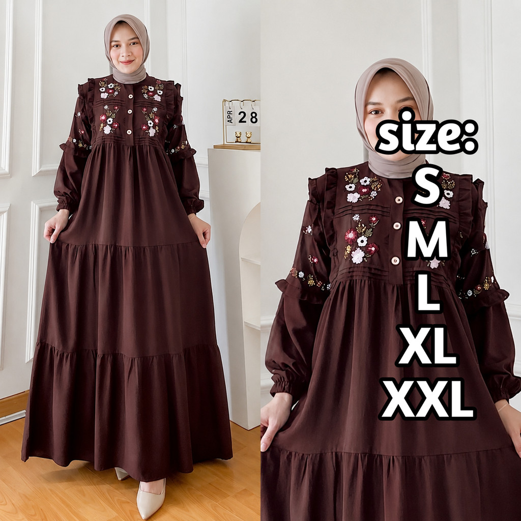 Miona Dress - Ukuran S M L XL XXL - LD 120 110 100 95 - Gamis Wanita Jumbo - Dress Jumbo Bahan Linen