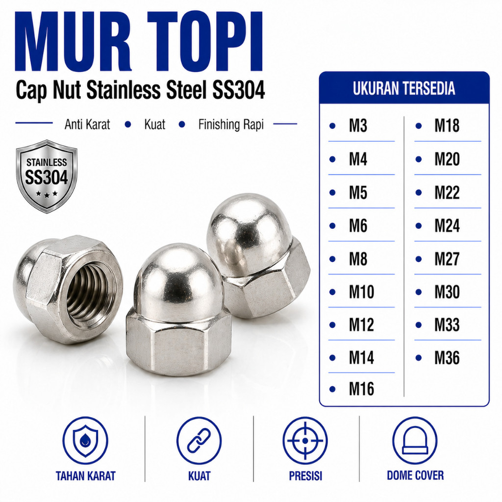 Mur Topi M5 / Cap Nut M5 Stainless SS304