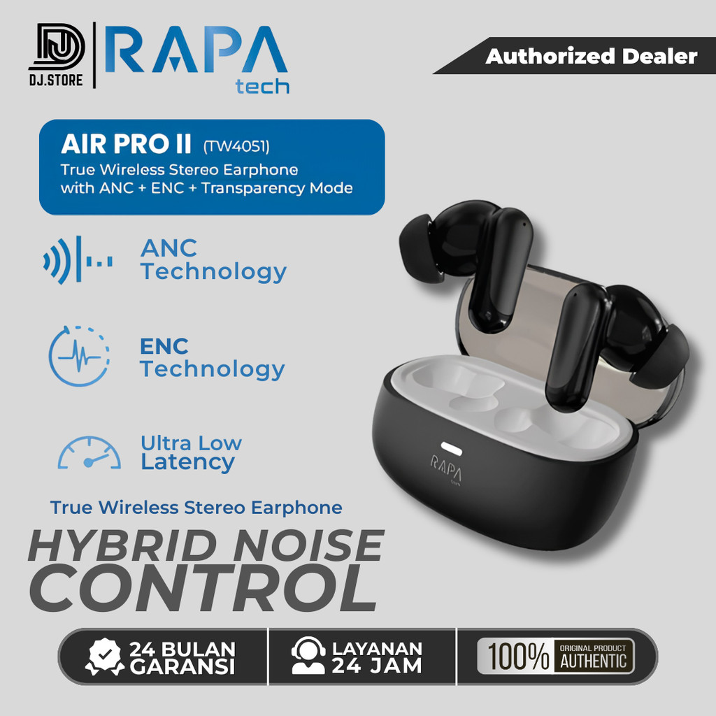 TWS Earbuds ANC RAPAtech Air PRO II Bluetooth Earbuds Noise Cancellation Headset Wireless Earphone T