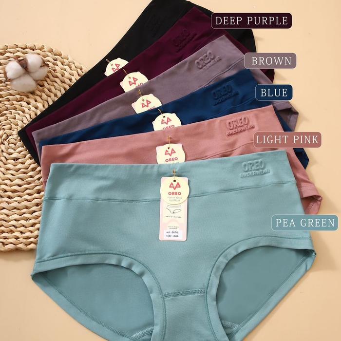 (12PCS) CELANA DALAM WANITA DEWASA / CD OREO 6676 KATUN SUPER SOFT - OR-6676, XXL-6PCS