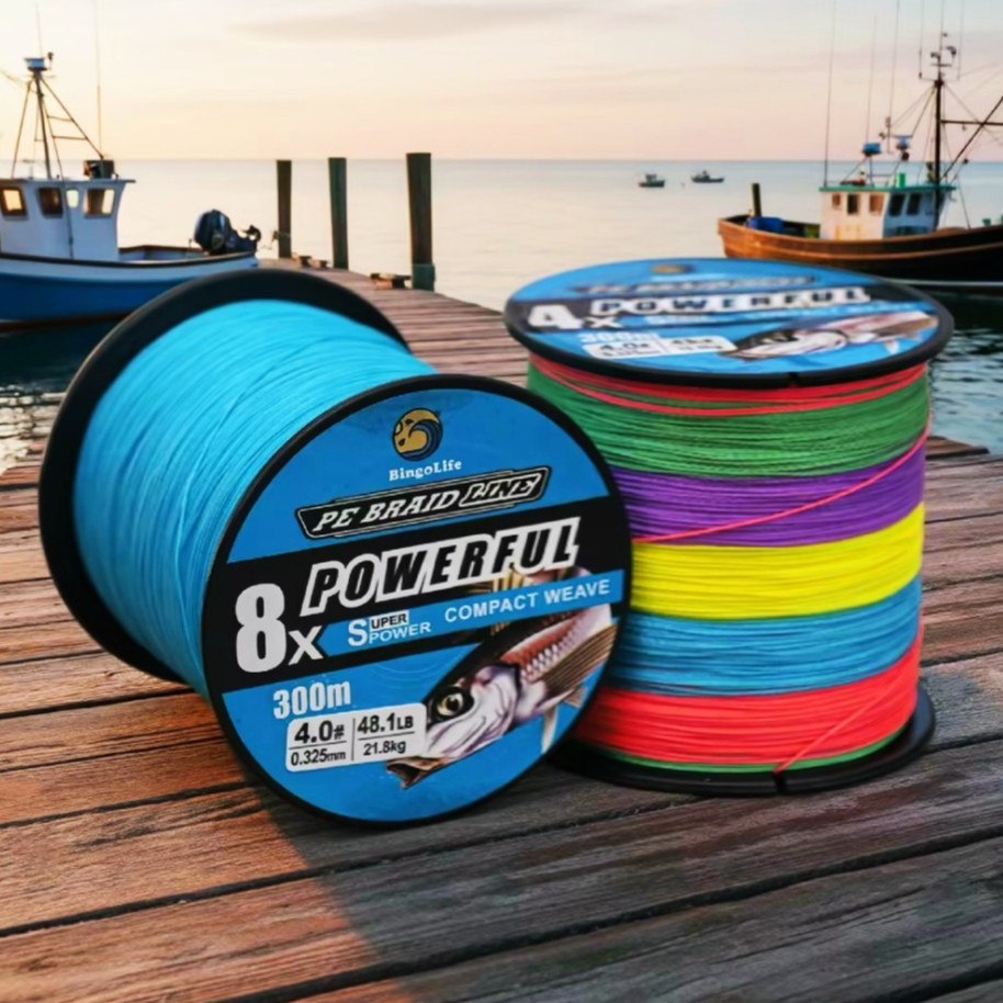 Tali Pancing Dikepang Profesional Tahan Abrasi Senar PE X4 X8 Senar Pancing 300m Kuat 4kg~35.8kg Cas