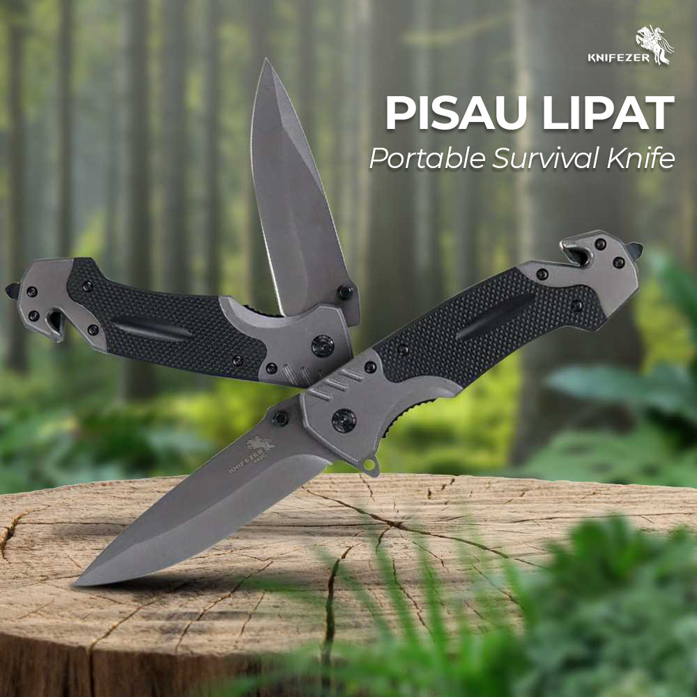 Pisau Lipat Outdoor Portable Knife Survival Stainless Steel - 440C