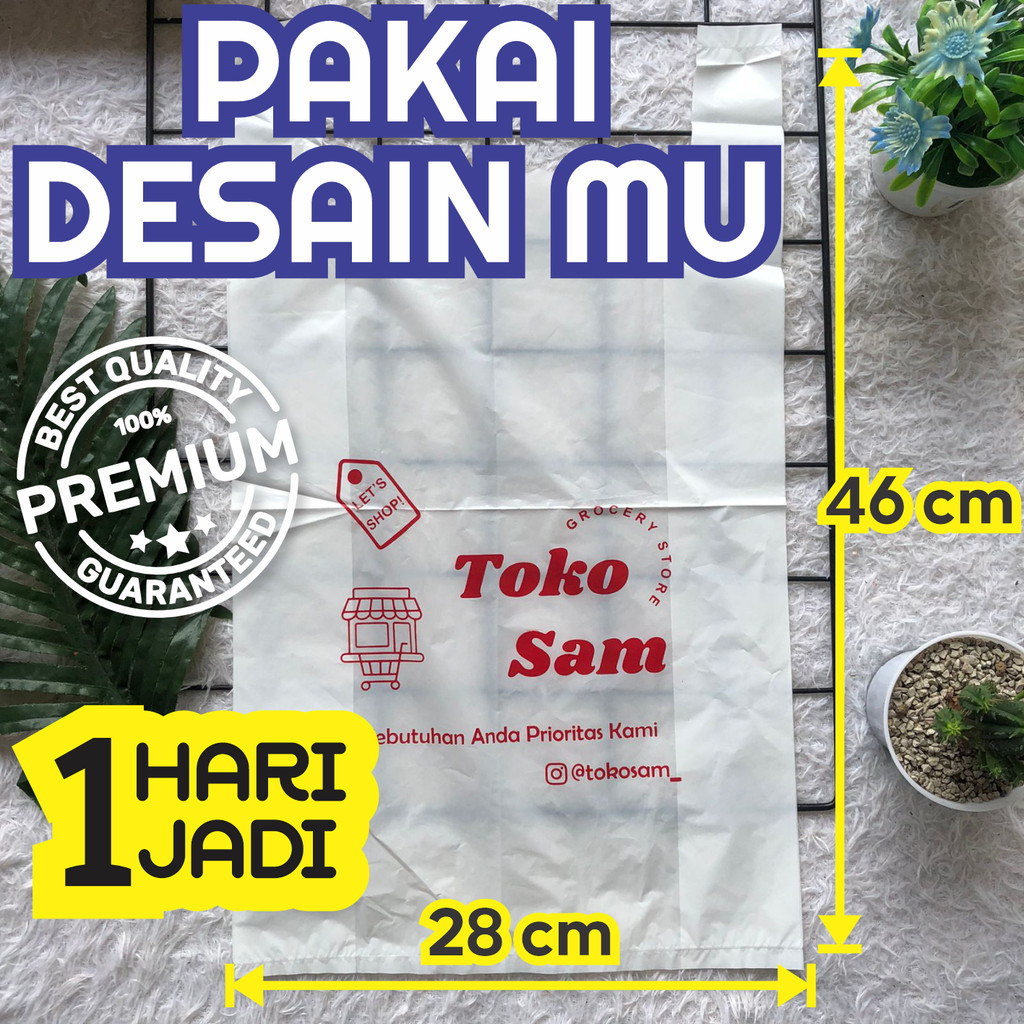 Kantong Kresek Sablon 28 x 46 x 11 cm CUSTOM LOGOMU FREE DESIGN