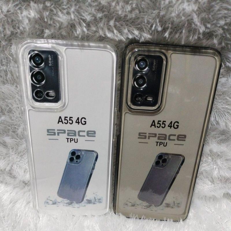 SoftCase Casing OPPO A55 4G Silikon Bening Transparan Space TPU Pelindung Belakang HP + Camera