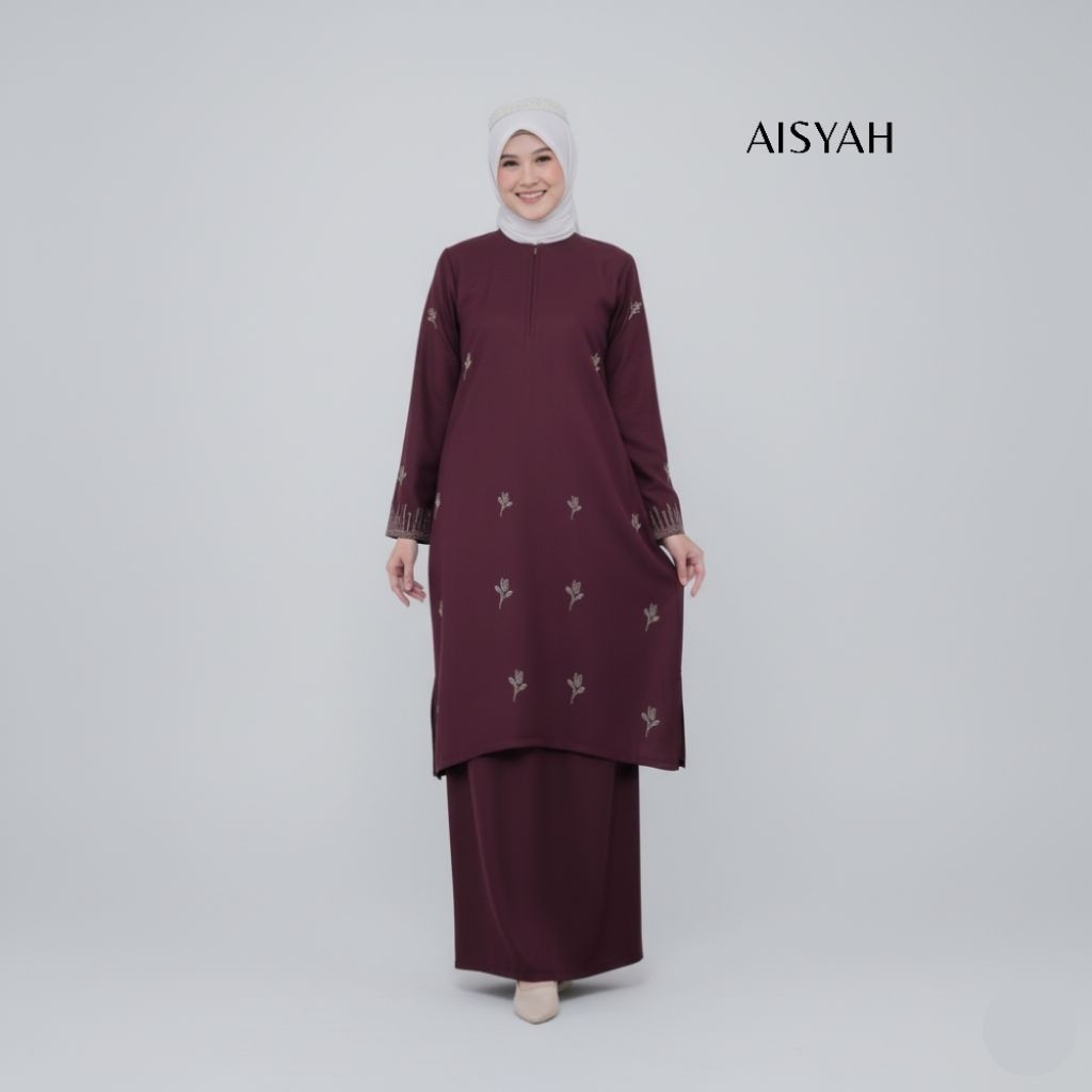AISYAH - One set Baju Kurung Melayu Wanita – Modern Elegan | Fashion Muslimah Harian & Acara busui f