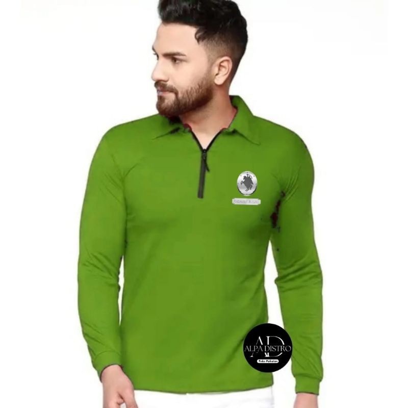 Kaos kerah zipper pria lengan panjang Kaos import bandung pria Kaos pria lengan panjang Kaos bagus d