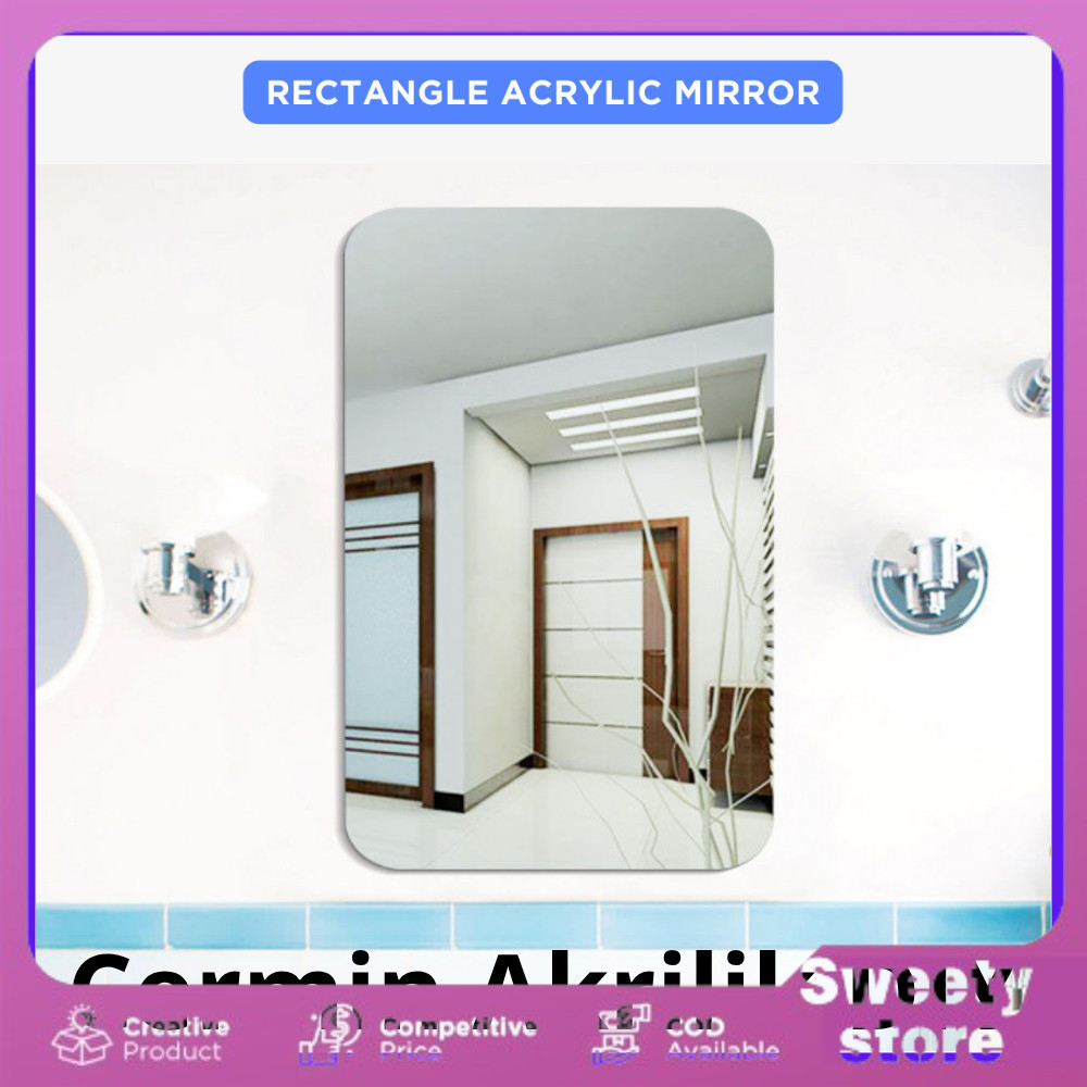 Cermin dinding tempel Cermin Stiker Tempel Dinding Cermin Akrilik DIY Bathroom Mirrors Acrylic