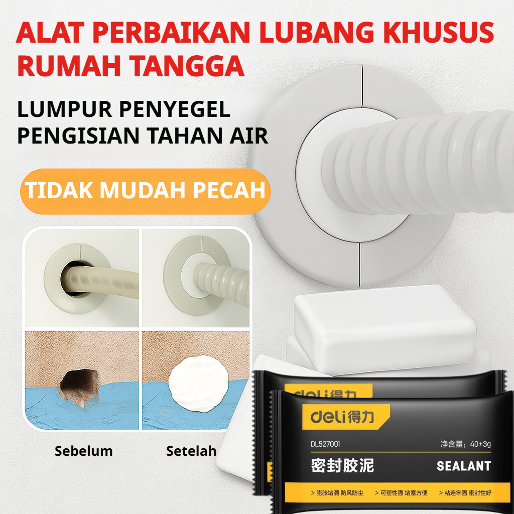Lem Perekat Tahan Air Sealant Pengisi Lubang Anti Bocor - Bahan Karet Silikon Putih, Ukuran Standar,