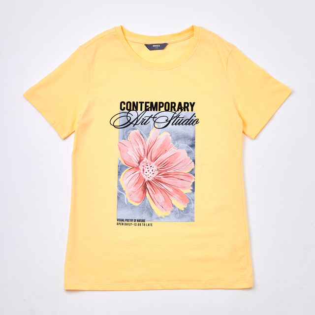 Max Fashions Atasan Wanita Yellow Flrl Plcmnt T-Shirt Yellow - Light