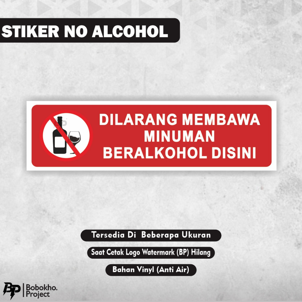 Stiker Dilarang Membawa Minuman beralkohol / Stiker Dilarang Membawa Minuman alkohol / Dilarang alko
