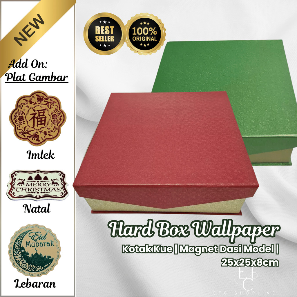 Box Magnet Dasi 25x25x8cm | Hardbox Kotak Kue Lapis Legit | Hamper Imlek | Natal | Idul Fitri