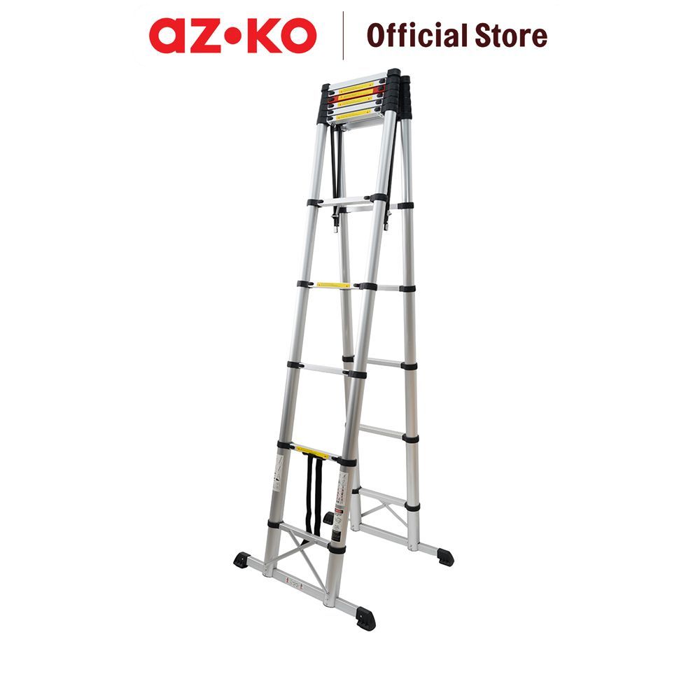 AZKO Fixsteps 4.2 mtr Tangga Teleskopik Softclose 2x11 Step - Silver Telescopic Ladder Multifunction