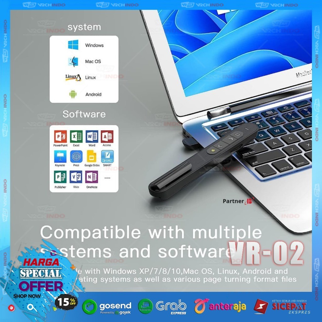 Laser Pointer Wireless Remote USB Presenter - untuk PowerPoint Presentasi Laptop PC VR-02 