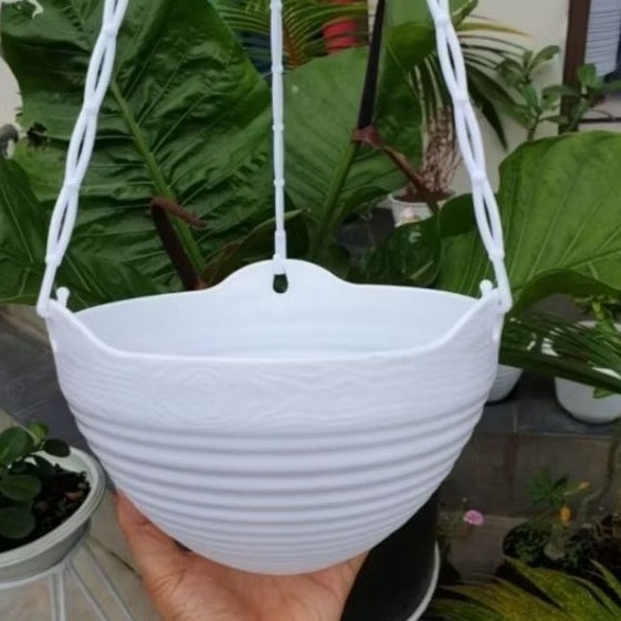 Murah pot bunga tanaman gantung gentong putih lovenia