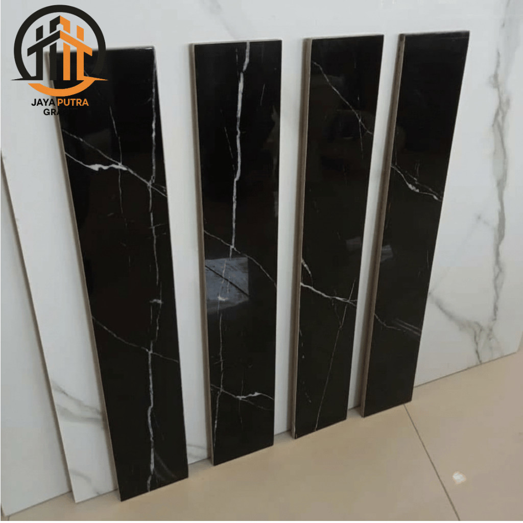 NEW List Kramik 10x60 Hitam Marmer Plint Lantai Dinding Granit Granite Tile Mewah