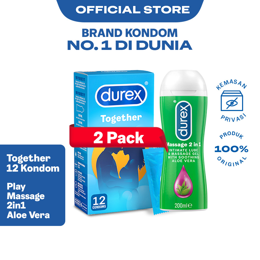 Durex Together 12s x 2pcs + Lube 200ml - Kondom Aman Pria