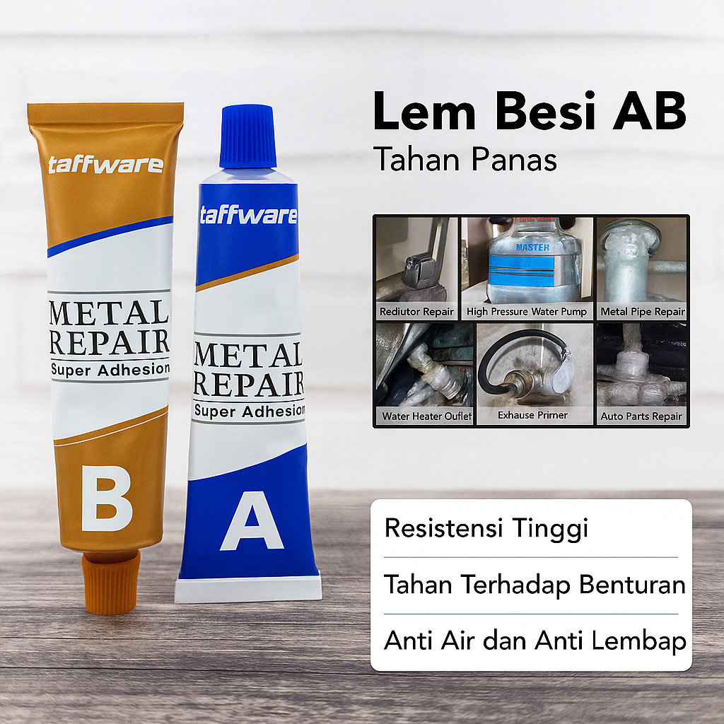 Lem Besi AB Tahan Panas Multifungsi Industrial Repair Glue - Lem Epoxy Resin Logam Pipa Bocor Radiat