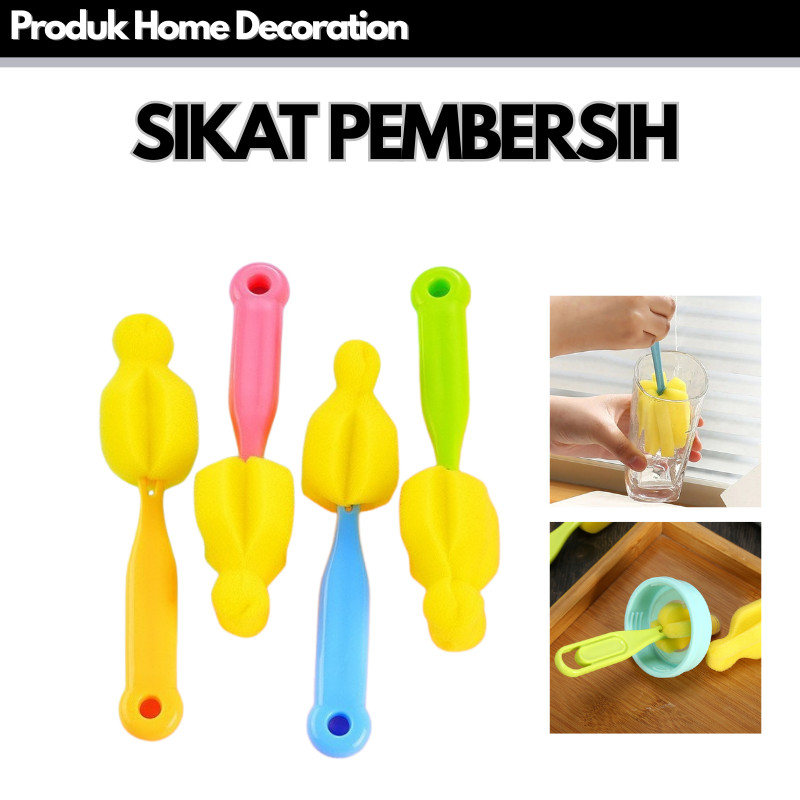 Sikat Pembersih Botol dan Gelas – Busa Lembut Gagang Panjang