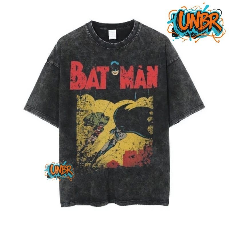 COD (Dikirim dalam 24 jam)MIEMIE. Batman Kemenangan Kembali Kaos Oversized Stone Wash Pengembangan K