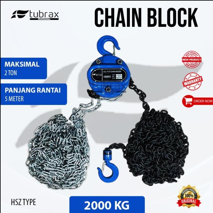 TUBRAX Chain Block 2 ton x 5meter Lifting Hoist Takel Katrol Listrik
