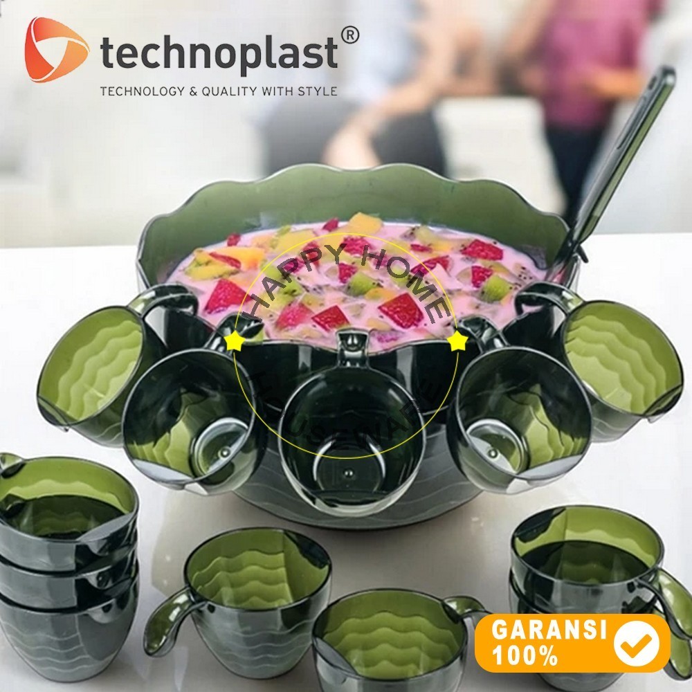 TECHNOPLAST Lovelo Punch Bowl Set 14pcs | Mangkuk Es Buah | Tempat Es Buah | Mangkok Besar Sop Buah 