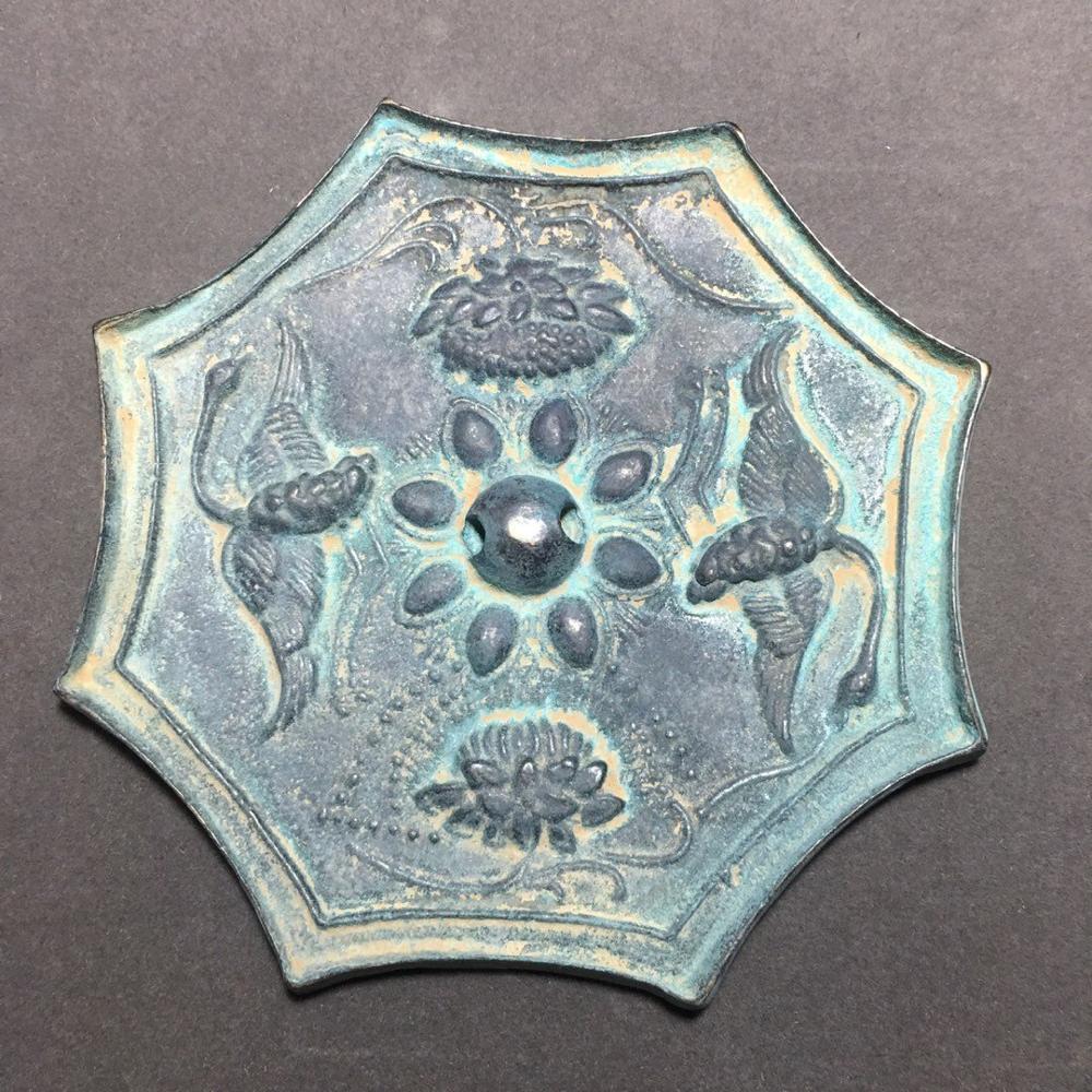 Exquisite Antique Bronze Mirror (Aouble Crane) Ornament
