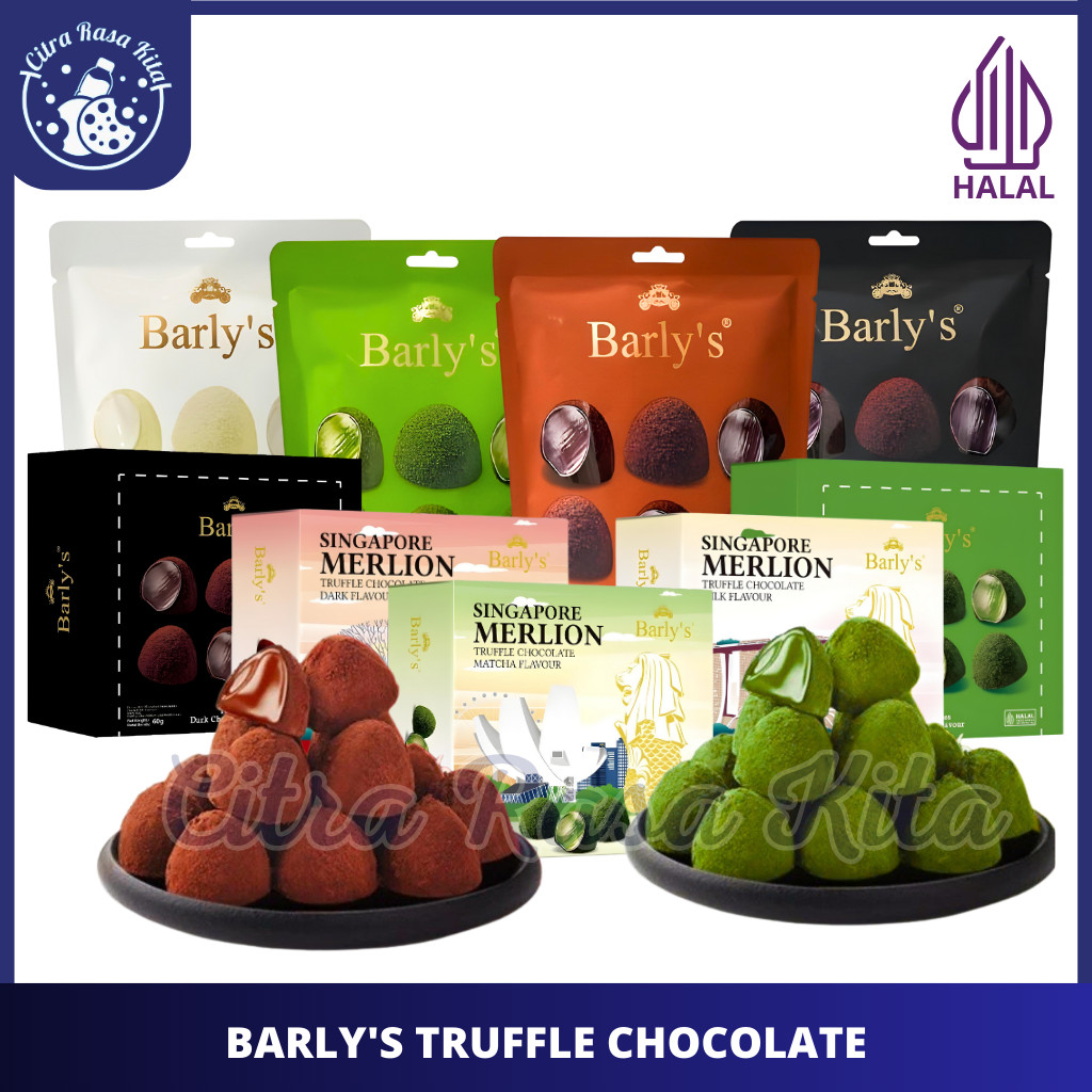 Barlys Truffle Chocolate Rasa Dark Milk Choco, Matcha & Coconut Flavour - Halal 60g