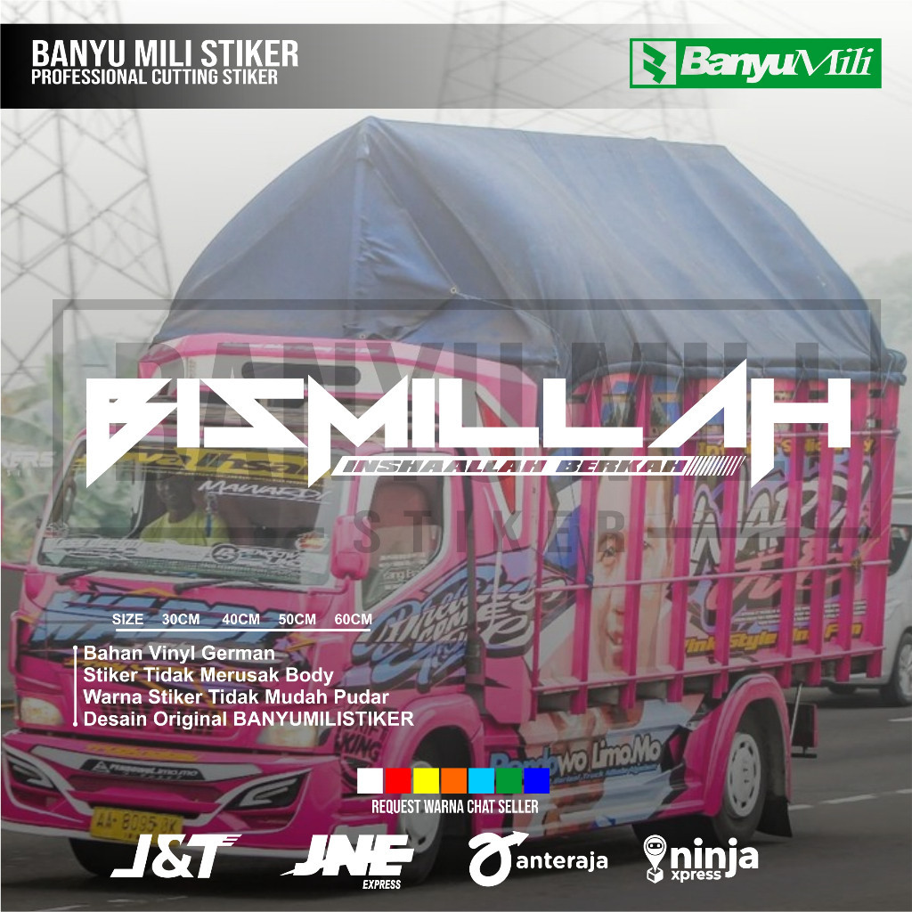 STICKER KACA BISMILLAH CUTTING VARIASI KACA MOBIL PICKUP TRUCK STICKER TRUCK BISMILLAH TERBARU