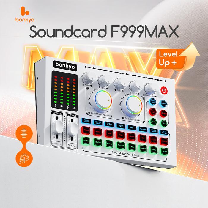 Bonkyo F999MAX Sound Card Bluetooth Live SoundCard F999MAX Soundcard Audio Live Mixer untuk Live str