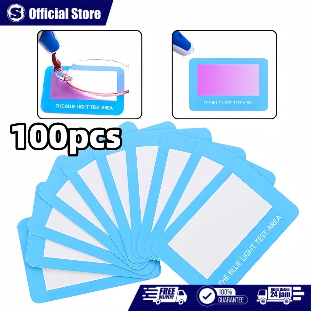 100PCS Kartu Test Kacamata Blue Light Uv Test Paper Alat Tes Sinar Biru Kacamata Blue Light
