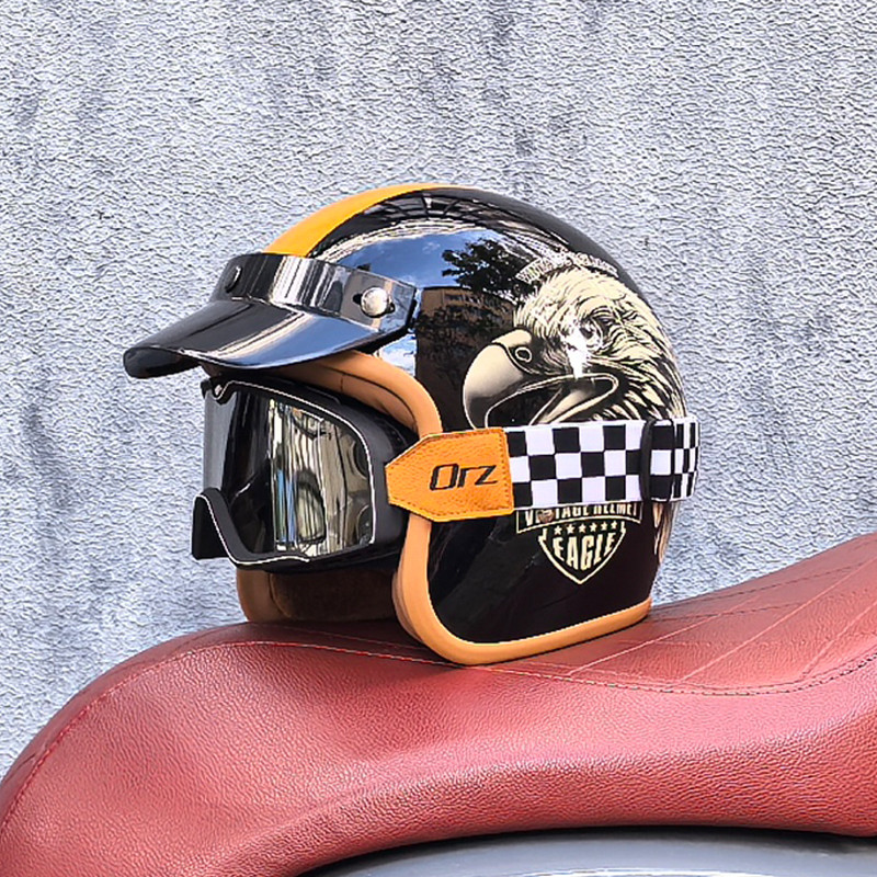 Retro -open motorcycle helmet cross-country motorcycle accessories motorcycle helmet 3/4 retro helme