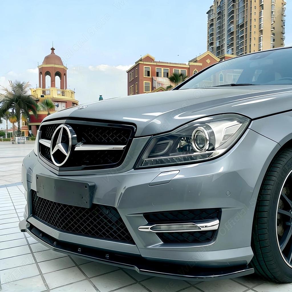 3Pcs Car Front Bumper Lip Splitter For Mercedes-Benz C-Class W204 C204 S204 AMG-Line 2011-2014 Facel