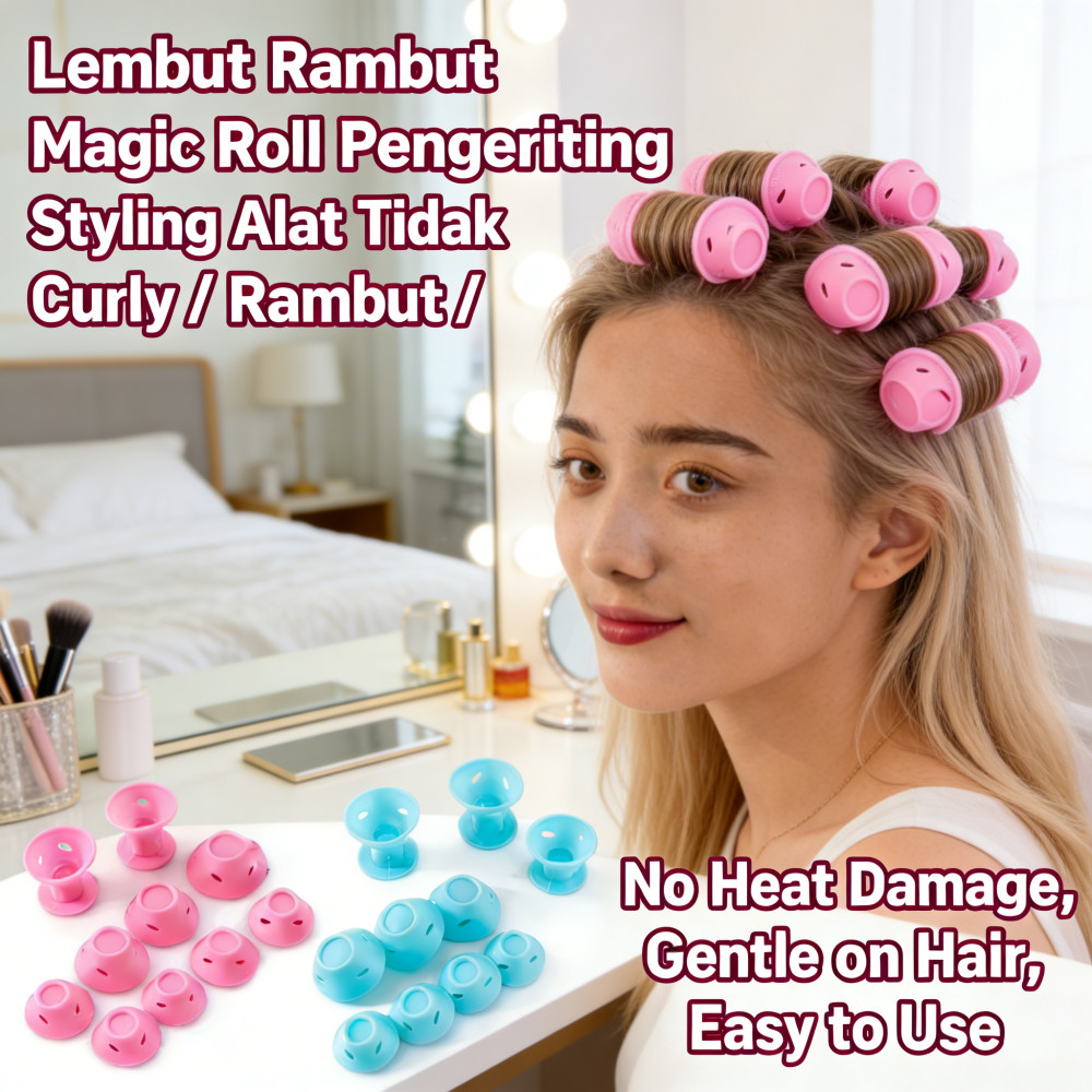 Pengeriting Rambut Magic Rambut 10Pcs Tidak Panas Lembut Rambut Rol