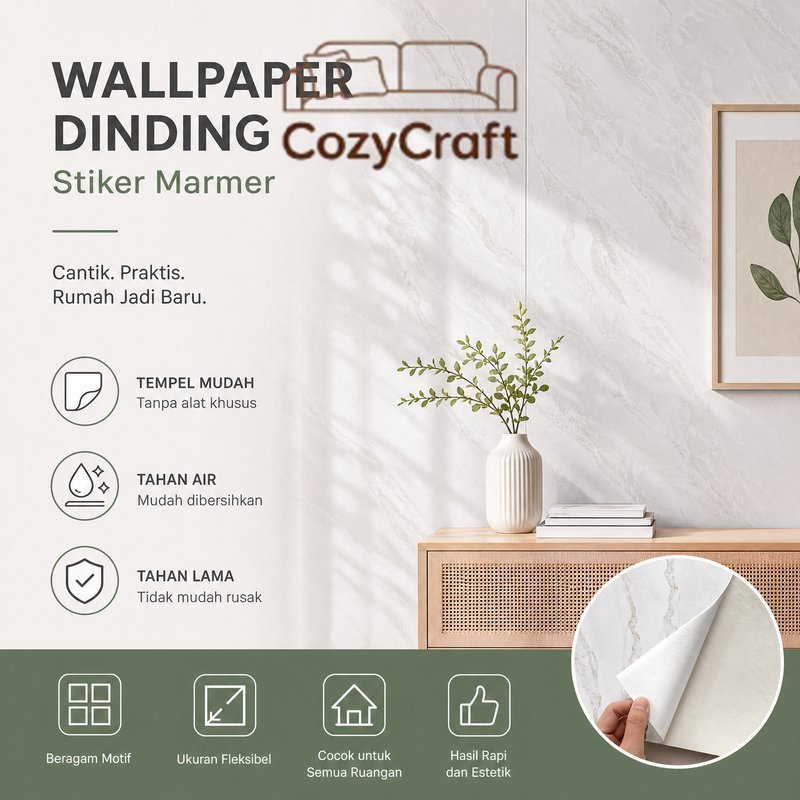 wallpaper dinding marmer stiker ubin tempel anti air anti minyak dapur kamar mandi vinyl