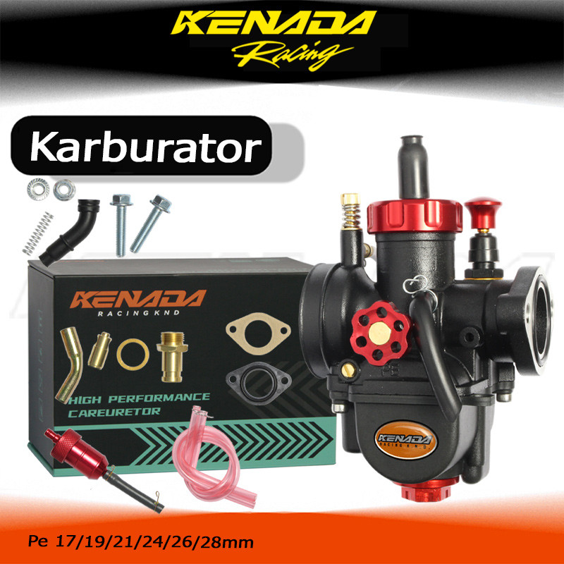 KENADA RACING  Karburator Karbu Pe 17/19/21/24/26/28MM Flange Black Cocok Untuk Sebagian Besar Seped