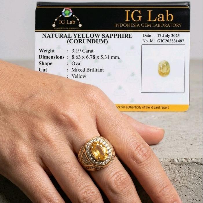 Cincin Yelow Safir Oval Brilliant Mix Cut Plus Memo