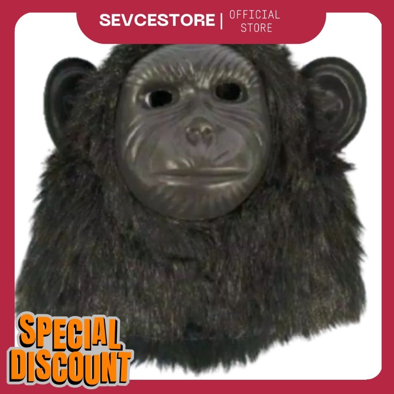 TOPENG BENTUK MONYET GORILA KINGKONG WARNA COKLAT HITAM PUTIH BAHAN HALUS - MAINAN ANAK TH
