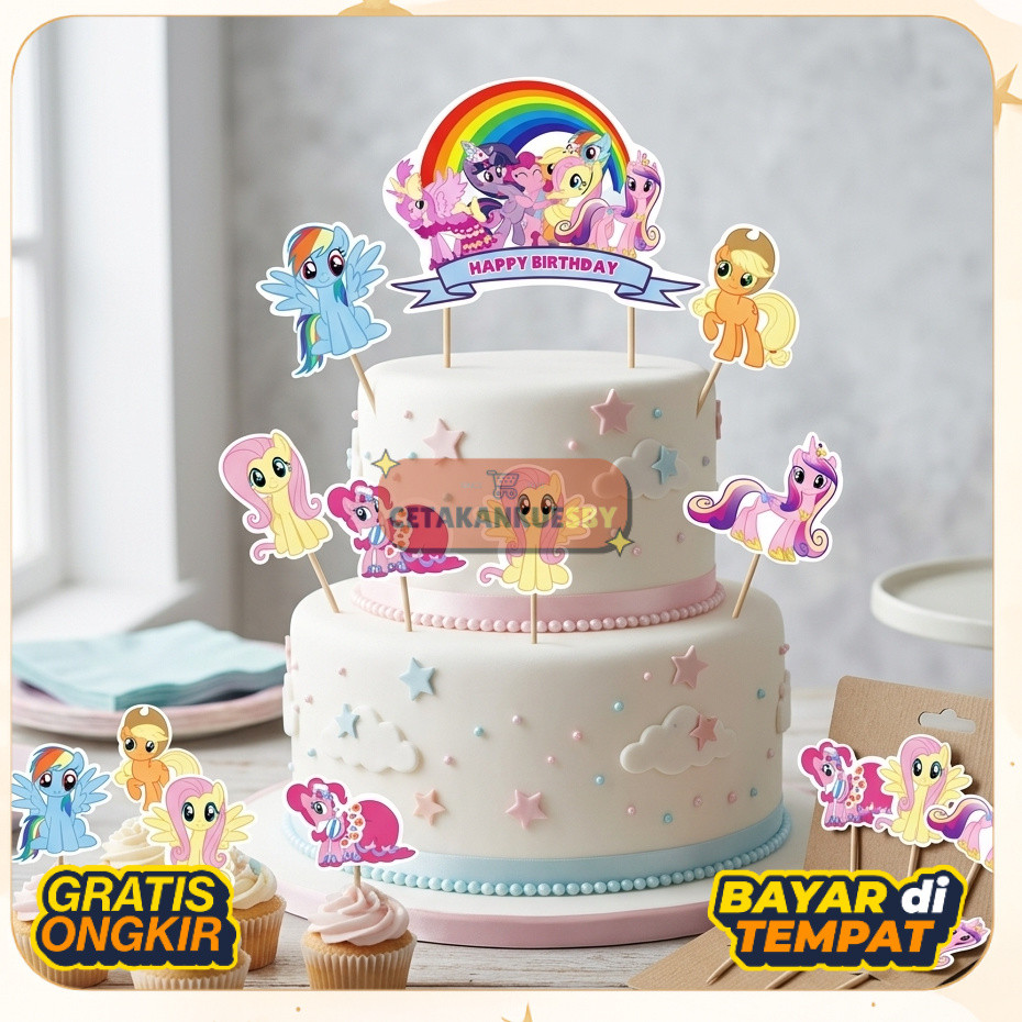 (CKS) Cake Topper Kertas Happy Birthday Little Pony