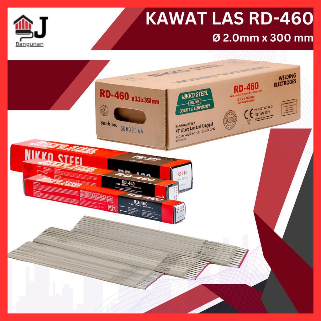 AJB - (1Kg & 2Kg) KAWAT LAS RD460 PAKAN LAS RD-460 2 mm x 300 mm - NIKKO STEEL WELDING ELECTRODES RD