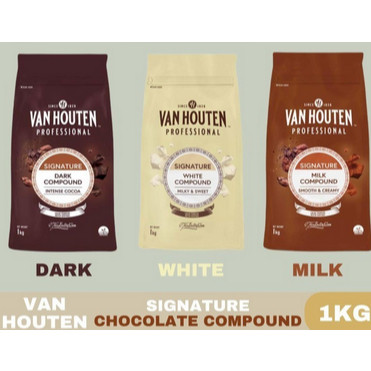 Van Houten Coin Compound Chocolate 100gr,250gr (Dark / White / Milk) - Coklat Coin Dark Compound -JT
