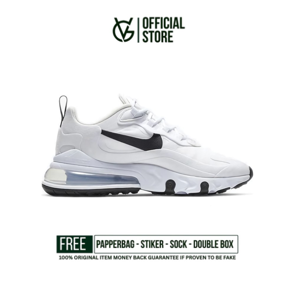 Sepatu Sneakers Nike Air Max 270 React White Black 100% Original BNIB Sneakers Unisex Original Authe